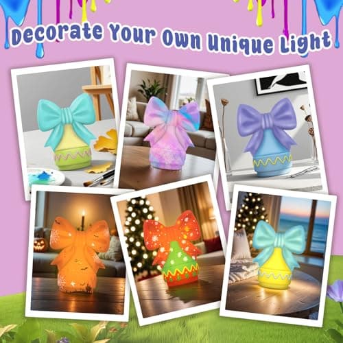 ASIOWELY Paint Your Own Ribbon Bow Lamp Kits,Arts and Crafts Supplies for Kids Toys Ages 4-6-8-12,DIY Art Night Light Painting for Girls Ages 5-10,Birthday Gifts for 3-12+ Year Old Toddler Teens Adult - Thumbnail 5