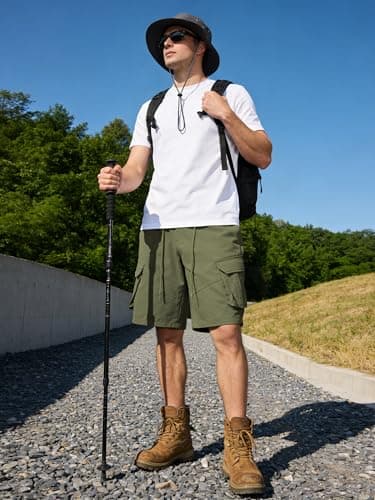 TRFIC Mens Cargo Shorts Casual Sweat Shorts with Button Drawstring Multi Pockets for Work Hiking Outdoor - Thumbnail 3