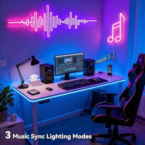 AI Smart Neon Lights RGB+IC,Voice Activated Multicolors Kids Room Light No App/No WiFi Required, Music Sync Dimmable Color Changing Light 16.4ft 25 Commands USB Powered for Bedroom Party - Thumbnail 5