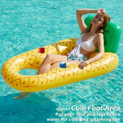Jasonwell Inflatable Pool Float Adult - Pool Floaties Lounger Floats Raft Floating Chair Water Floaty for Swimming Pool Lake Lounge Float with Cup Holders Beach Pool Party Toys for Adults - Thumbnail 5