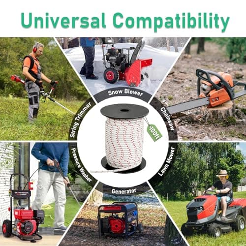 Alrhipvm Pull Cord Rope 100ft x 1/8"(3mm), Recoil Starter Rope Pull String for Small Engine, Pull Rope for Lawn Mower Generator Chainsaw Trimmer Edger Brush Cutter - Thumbnail 6