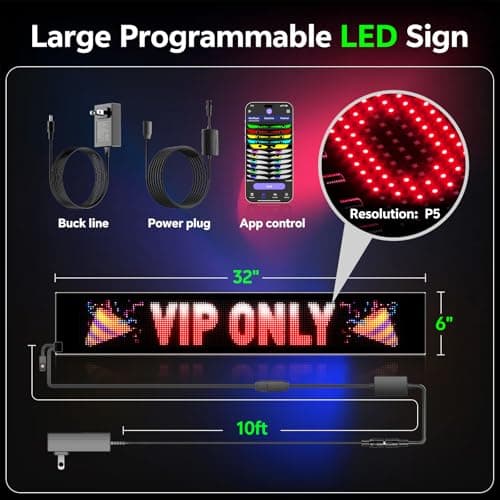 Large Programmable Indoor Window LED Sign, P5 Resolution LED Signs, Bluetooth App, for Business Bars Gaming Rooms Restaurants Festivals - Thumbnail 5