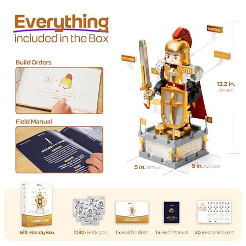 Little Nehemiah Armor of God Christian Building Blocks 1080pcs Bible Building Set for Kids 8+ Bible Story and Bricks Educational Religious Toy, Christian Gifts & Religious Gifts for Kids - Thumbnail 6