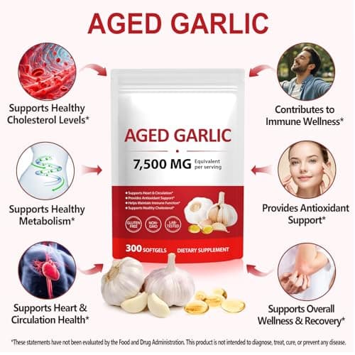 Premium Aged Garlic Extract Capsules – 7,500mg Fresh Garlic Equivalent, Aged Garlic Supplements, 24-Month Low-Temp Aging, Support Heart Health, Immune Boost Antioxidant Benefits, Natural Garlic Aroma - Thumbnail 3