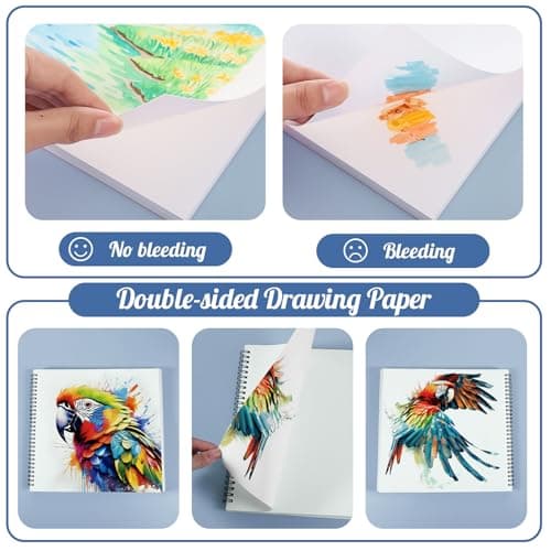 135lb/200gsm Marker Paper Pad, 8.3×8.9in Double Sided Bleedproof Sketch Pad, 30 Sheets Art Paper Spiral Sketchbook, Smooth Painting Coloring Alcohol Marker Paper for DIY, Gift - Thumbnail 5