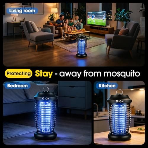 Bug Zapper Outdoor, Plug-in Electric Mosquito Fly Zapper, 15W Light & 4200V Grid, On/Off Switch, Mosquito Traps & Killer for Home, Kitchen, Patio, Backyard and More (Black) - Thumbnail 6