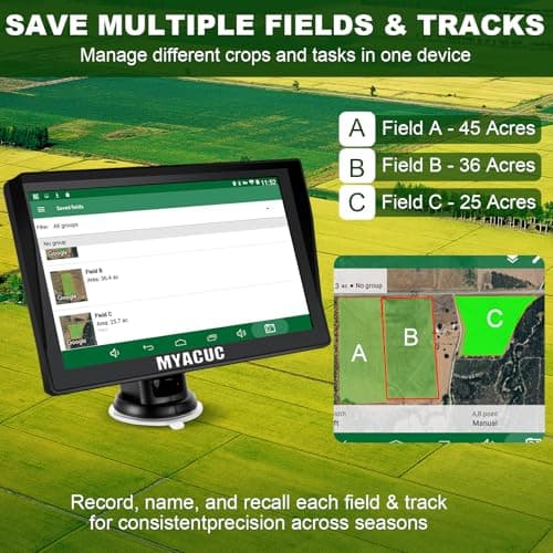 MYACUC Tractor GPS Guidance System, Precision GNSS AB Line Tractor GPS Navigator Reduce Overlap/Skips, 9" Touchscreen Field Guidance Suitable for Spraying/Plowing/Seeding/Fertilizing/Mowing - Thumbnail 4