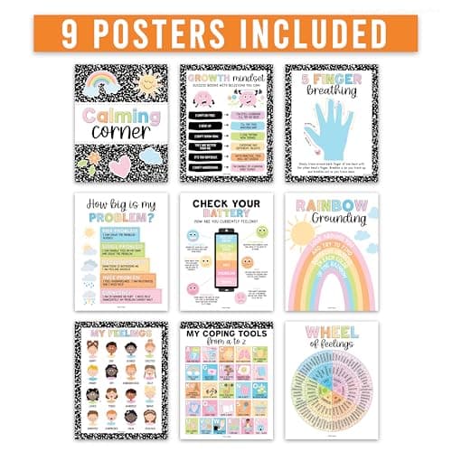 Hadley Designs 9 Calming Corner Posters for Classroom Must Haves - Calm Down Corner Supplies with Emotions Chart, School Counselor Mental Health Poster, Feelings Chart For Kids, Pastel Classroom Decor - Thumbnail 3