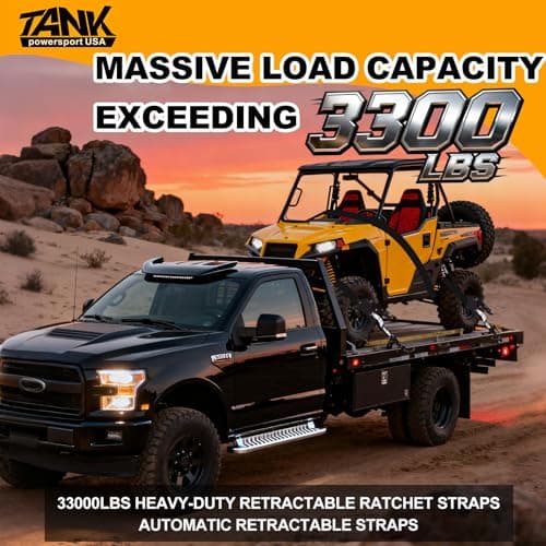 3300LB Retractable Ratchet Straps with Soft Loops(2 Pack), 2" x 10FT Heavy Duty Auto Self Retracting Tie Down Straps for Trucks, Motorcycle, Cargo, Trailer, Moving-Black - Thumbnail 2