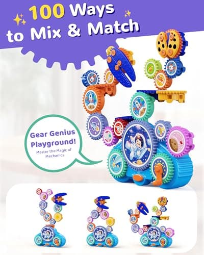 KOKODI Gear Building Toys for Kids, Electric & Manual Construction Set for Kids, Engineering Learning Kit for Ages 3-8 Years Old, Birthday Gifts & Preschool Educational Toys for Boys Girls - Thumbnail 2