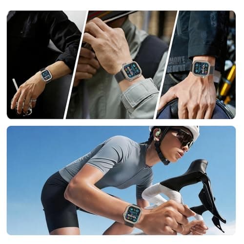 SDOCEBF 2 in 1 Aluminum Alloy Case for Apple Watch Series 11/10 42mm, Apple Watch 42mm Metal Case with Back Cover, Shockproof Protective Bumper for Gift-Ready, Titanium - Thumbnail 6