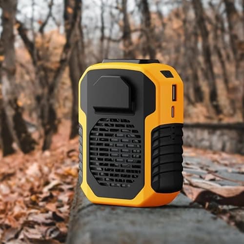 MARZIUS Portable Waist Clip Fan,6000mAh Battery Operated Wearable Belt Fan with Power Bank Function,6200RPM Strong Airflow,Personal Necklace Fan for Outdoor Work,Jobsite,Gardening,Camping (Orange) - Thumbnail 2