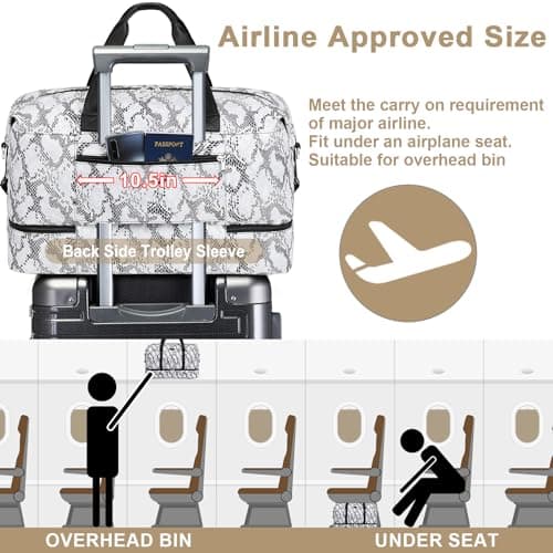 IBFUN Weekender Bags for Women, Travel Duffle Bag with Shoe Compartment Carry on Weekender Overnight Duffel for Weekend Travel Business Trip 3PCS - Thumbnail 4