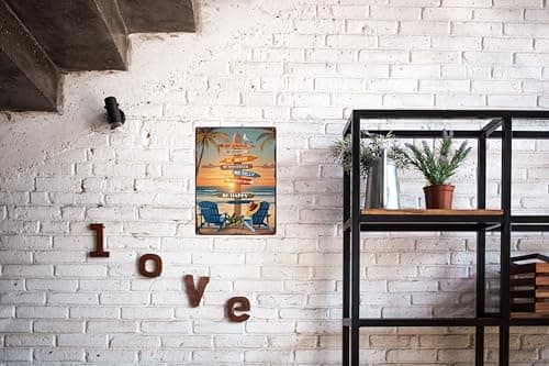Carastora Tropical Beach Metal Sign – 8x12 Inch Retro Wall Decor with Surfboards and Palm Trees – Vintage Tin Sign for Patio, Porch, Bar, or Coastal Bathroom - Thumbnail 3