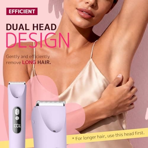 CoolHair Bikini Trimmer for Women,Smooth Electric Razor for Sensitive Skin, IPX7 Waterproof Wet & Dry Cordless Body Shaver & Grooming Set for Bikini Area, Pubic Hair, Face, Underarms & Legs(Purple) - Thumbnail 3