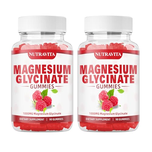 Magnesium Glycinate Gummies 1000mg with Magnesium L-Threonate,Chelated Magnesium Potassium Complex Supplement with VitD, B6, CoQ10, Calcium,Supports for Memory, Calm, Mood - 180 Gummies Raspberry - Image 1