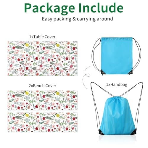 Nimalpal Picnic Table Cover with Bench Covers and Bag - Outdoor Camping Accessories Waterproof Camping Tablecloth with Elastic Edges Fitted Rectangle Tables and Seats - Thumbnail 5
