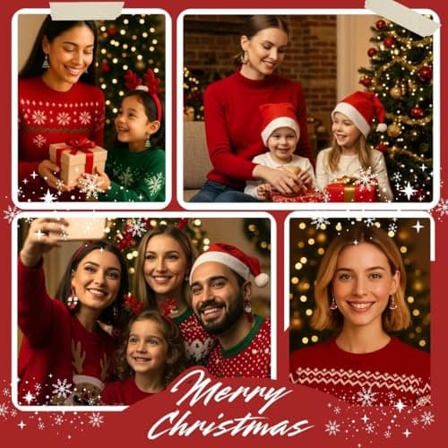 16 Pairs Drop & Dangle Earrings for Women, Gold Hoop Christmas Earrings Set, Hypoallergenic Small Big Hoops Earrings for Christmas - Thumbnail 6