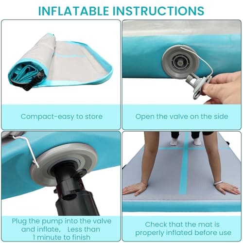 Inflatable Gymnastics Air Mat 6.6ft/10ft – Shock-Absorbing Tumble Track for Safe Home, Gym & Outdoor Training with Electric Pump - Thumbnail 6