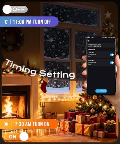 Ecoeve Red White and Blue Lights, 99FT 200 LED 4th of July RGB+IC String Lights Outdoor, Smart App-Controlled 100+ Scene Modes Color Patriotic Light for Indoor Independence Memorial Day Party Holiday - Thumbnail 4