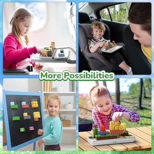 MEIQ Mini Magnetic Blocks STEM Toys for Kids Ages 3-8, 35PCS Travel Building Set with Magnetic Storage Tin Box, Educational Construction Toys for Toddlers, Preschool Birthday Gift for Boys & Girls - Thumbnail 3