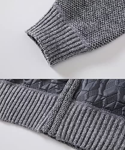 Msmsse Men’s Cardigan Sweater Zip Up Casual Business Knitted Cardigan for Men with Pockets Coffee XXL - Thumbnail 4