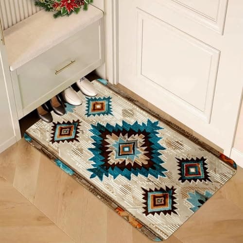 YWZDS Navajo Kitchen Rugs Set of 2, Geometric Farmhouse Style Kitchen Mats with Rubber Backing Non Skid Washable, Southwestern Kitchen Decorations (17" x 29 + 17" x 47") - Thumbnail 5