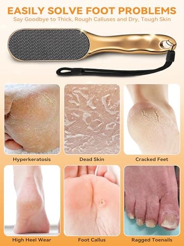 Beyond The Cream Veins Grain Foot File, Nano Glass Foot File, Hard Skin Callus Remover, Professional Pedicure Tool, Anti-Slip Handle Rope & Storage Bag, Ideal Gift for Beauty & Fitness Lovers, Golden - Thumbnail 5
