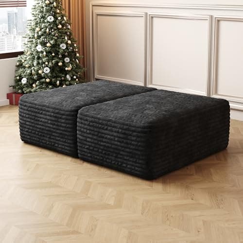 RENDGO 37.4" Cloud Boneless Sectional Couch for Ottoman,Black - Thumbnail 4