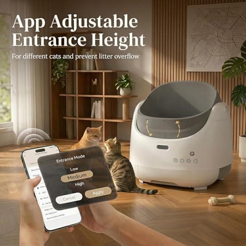 LAGBY Self Cleaning Litter Box, Open Top Automatic Litter Box with Cat Proximity Sensing, Anti-Pinch 100L Large Auto Robot for Multiple Cats, Including Litter Mat Waste Bag - Thumbnail 5