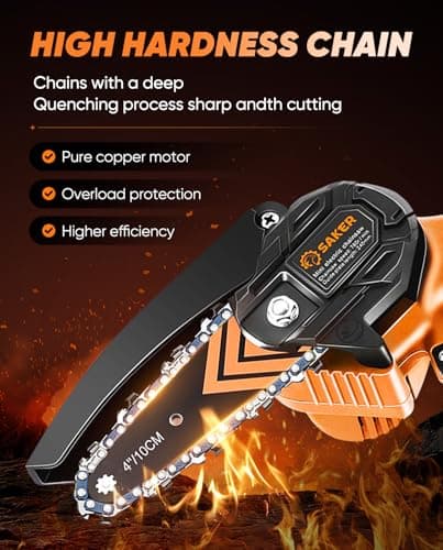 Saker Mini Chainsaw,2026 New Upgrade Portable Electric Chainsaws Cordless,Small Handheld Chain Saw Pruning Shears Chain Saws for Tree Branches,Courtyard and Garden - Thumbnail 2