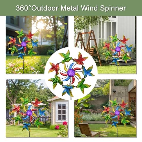 Wind Spinners Outdoor Hummingbird - Birthday Gifts for Women Mom Wife Grandma, 39" Metal Stake Wind Sculpture Yard Art for Garden Decor for Outside, Patio,Lawn - Thumbnail 3