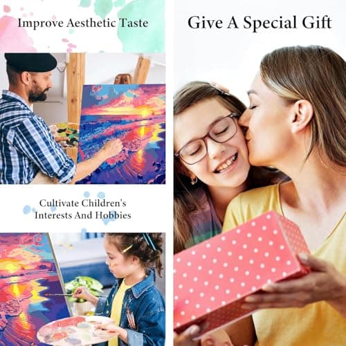 igoodom Paint by Numbers Kit for Adults Beginner – Sunset Lake Adult Paint-by-Number on Canvas, DIY Acrylic Painting Set for Home Decor, 20x16in - Thumbnail 5