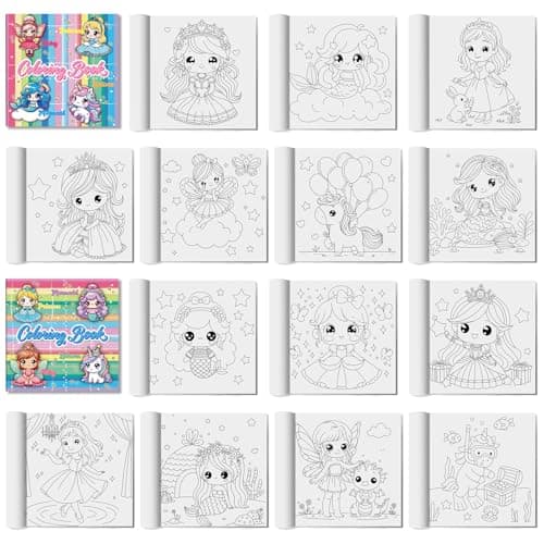 Kalysky 2Pcs Coloring Book for Girls, Cute Princess Unicorn Mermaid Coloring Books for Kids Ages 4-8, Easy Coloring Pages with Magical Themes for Birthday Christmas Gift - Thumbnail 6