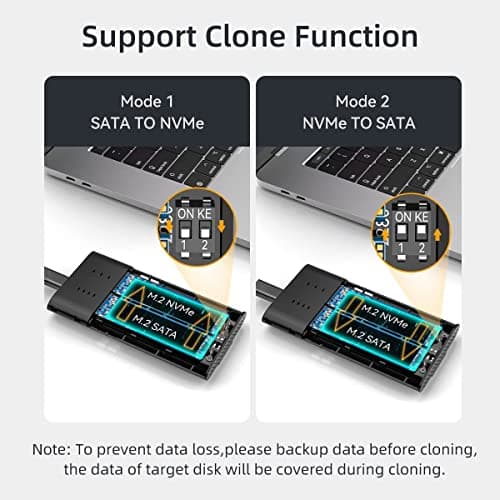 MAIWO NVMe SATA Duplicator Enclosure, M.2 SSD to USB 10Gbps Dual Bay Cloner Enclosure, Support Offline Clone Copy Function (K2022CL) - Thumbnail 4