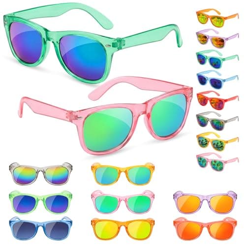 Froman Kids Sunglasses Bulk - 16 Pack Party Favors for Boys Girls Ages 3-8, Neon Colors with UV 400 Protection, Birthday Goodie Bag Stuffers - Image 1
