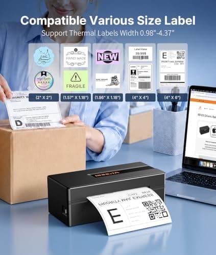 Rongta Bluetooth Thermal Shipping Label Printer: 4x6 Wireless Label Maker for Small Business - Compatible with Windows, Mac, iPhone& Android, Widely Used for Amazon Shopify Etsy(Black) - Thumbnail 3