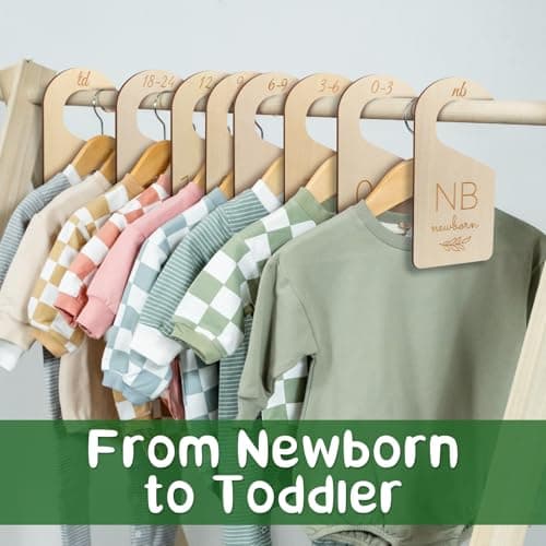 ITDYB Baby Closet Dividers for Clothes Organizer - Wooden Baby Clothes Dividers from Newborn to Toddler, Set of 8 Double-Sided Gender Neutral Baby Clothes Size Dividers 0-24 Months for Nursery Decor - Thumbnail 4