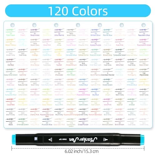 HomFilix Alcohol Markers, 120 Colors Dual Tip Art Alcohol Markers Set - Perfect for Coloring, Drawing, Sketching, Card Making and Illustration, Perfect for Adults - Thumbnail 2