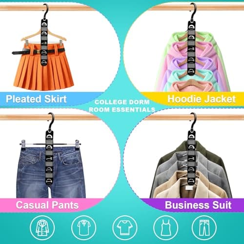 Closet Organizers and Storage,Upgraded Organization and Storage Clothes Hanger,12 Pack College Dorm Room Essentials,Sturdy Closet Organizer Home Essentials Space Saving Hangers for Thick Clothe - Thumbnail 6
