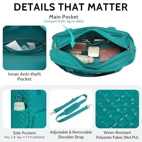 2-in-1 Lunch & Laptop Tote Bag｜15.6" Work Bags for Women｜Water-Resistant Polyester Casual｜Insulated Leakproof Lunch Compartment｜Teacher Nurse Bag｜Laptop Briefcase for Office Travel｜Lake Green - Thumbnail 5
