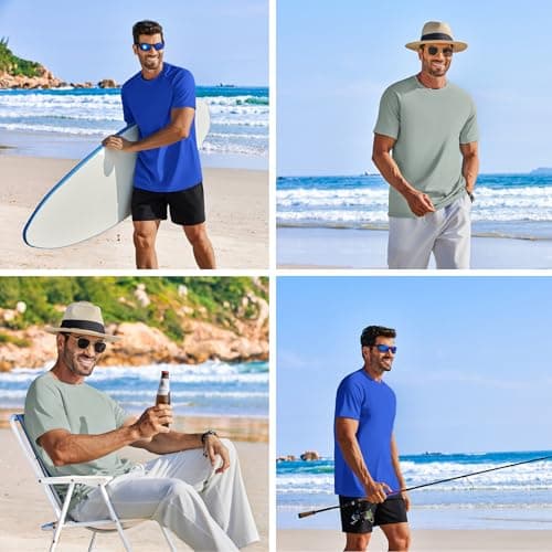 PINSPARK Tee Shirts Mens Quick Dry Athletic Shirts Plain T Shirts for Men 5 Pack Gym Workout Shirt Polyester Running T-Shirts - Thumbnail 6