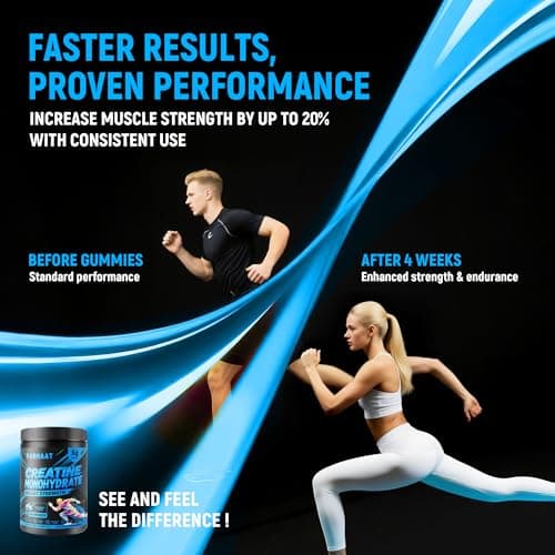 NSF Certified Creatine Gummy - Creatine Monohydrate Gummies 5g for Men & Women - Boost Focus,Strength, and Endurance, Vegan, Gluten-Free, Non-GMO, 2.5 Gram Creatine per Gummy (Blueberry 90 ct) - Thumbnail 6