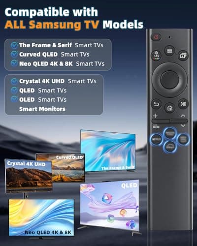 Replacement Remote Control for Samsung Smart TVs – Ready to Use, Universal Remote Compatible with Samsung Frame Curved QLED Crystal UHD TVs - Thumbnail 3