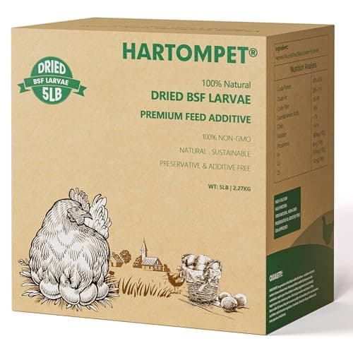 HARTOMPET Premium Dried Black Soldier Fly Larvae for Chickens - 5LB High Calcium Supplement, Molting and Laying Support, Non-GMO & High-Protein Treats, Food for Wild Birds, Ducks, Reptile | Top Grade