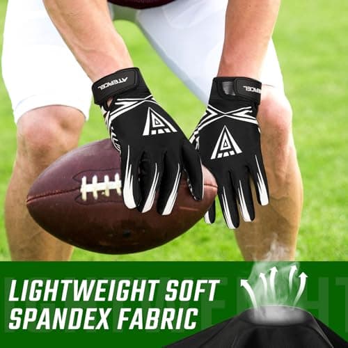 ATERCEL Football Gloves Men Football Receiver Gloves, Enhanced Performance and High Grip Rugby Glove for Adults - Thumbnail 4
