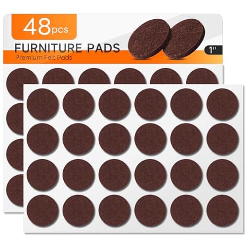 48 PCS Felt Furniture Pads, 1-inch Round Brown Chair Felt Pads, Felt Pads for Furniture Feet to Protect The Floor from Scratches,Reduce Noise (Brown)