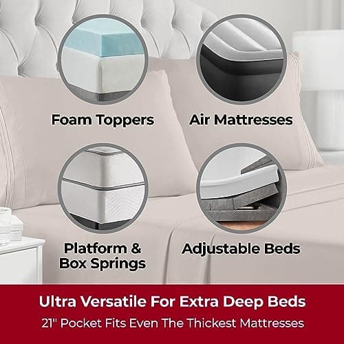 Mellanni Extra Deep Twin Sheets - 3 PC Iconic Collection Bedding - Hotel Luxury, Ultra Soft, Cooling Bed Sheets - Wrinkle, Fade, Stain Resistant (Twin, Tan) - Thumbnail 2