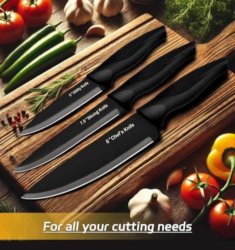 XANAPON Knife Set, 14 Pieces Kitchen Knife Set, High Carbon German Stainless Steel, Dishwasher Safe Cutlery with Sharpener, Black - Thumbnail 6