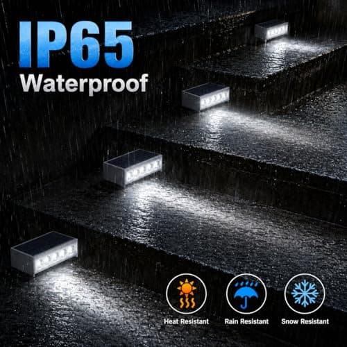 T-SUN Solar Step Light Outdoor, 6 Pack Solar Stair Lights, 6000K Step Lights Outdoor Solar Powered Waterproof LED Outdoor Solar Lights for Steps Deck Court Garden Balcony Patio Stair Porch - Thumbnail 2